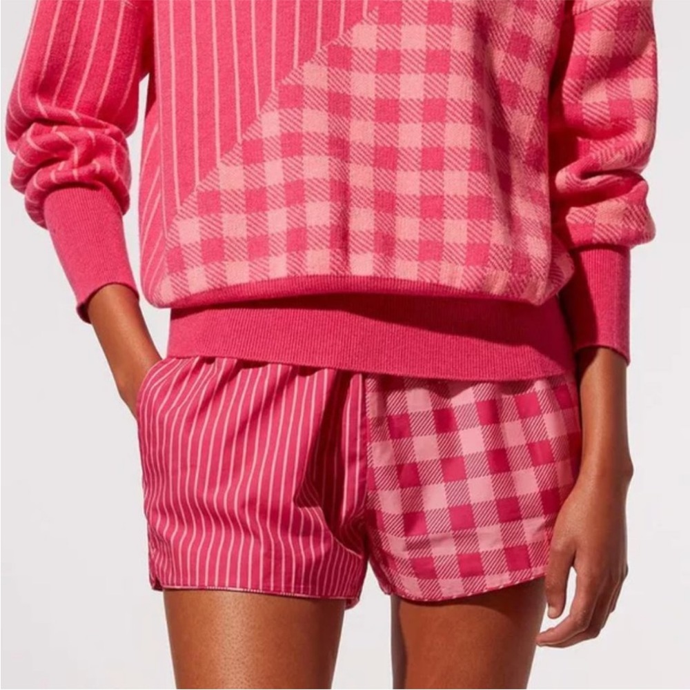 SOLID & STRIPED Pink Checkered and Striped Women Shorts